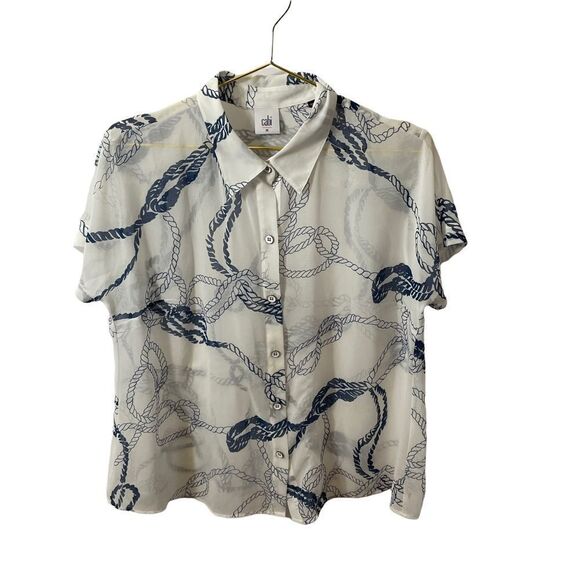 CAbi New Boating Button Down Sheer Shirt Top Size M Style 5229 - Picture 2 of 7